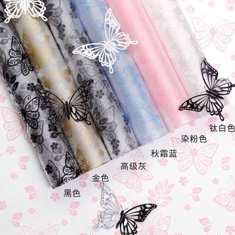 Li Zhiran Butterfly Love Papel de embalaje de flores mate impermeable Papel de lija Nuo Papel de plumas Papel de flores de mariposa