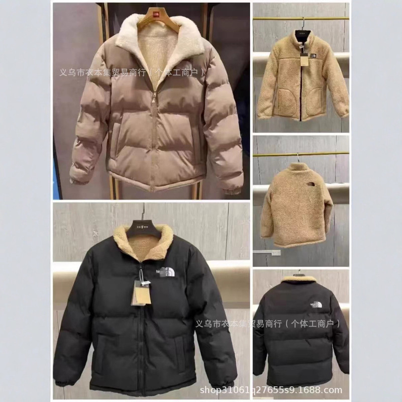 Tnf Reversible Lamb Wool 1996 Cotton Jacket for Men and Women in Autumn and Winter Fleece-Lined Thickeneded Loose Warm Reversible Jacket