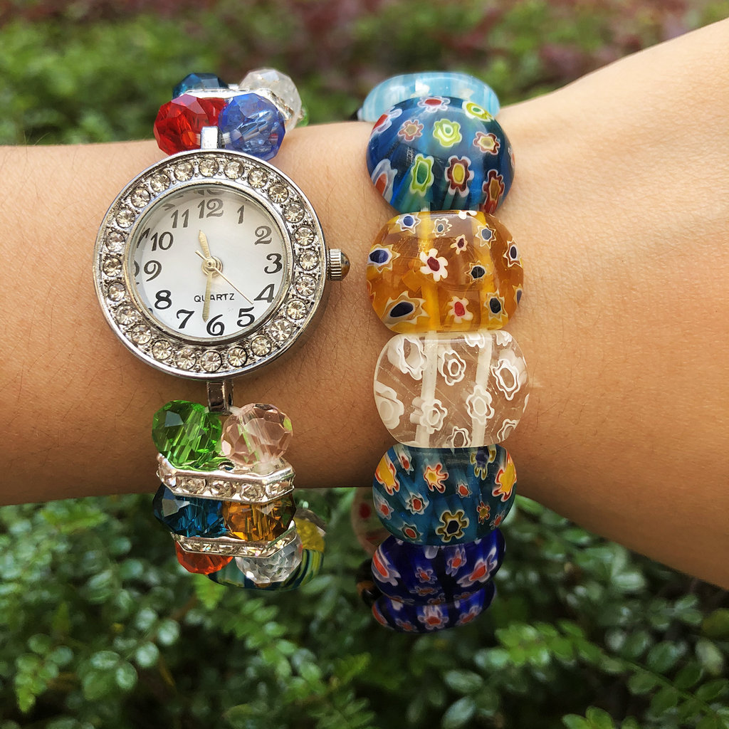 30g Weight Slip-on Clasp Closure Type Watch, Bracelets Classification glass Chain Material Beaded Chain Chain Type 1 Piece, 1 Set Quantity Holiday, Daily Occasion glass Material Geometric, Flower Pattern All Seasons Season Women's Gender Vintage Style, Simple Style Style Vintage Style Simple Style Geometric Flower Glass Beaded Chain Slip-on Beaded Bracelets Wholesale 3