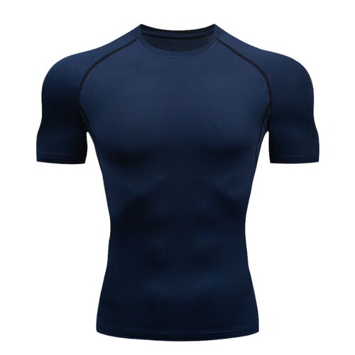 Men's Fitness Clothing Tight Short Sleeve Men's High Elastic Tight Summer T-shirt Sports Short Sleeve Quick Dry Ice Silk Running Training