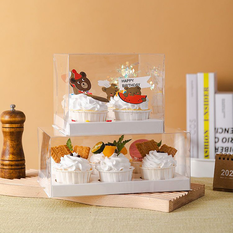Caja de embalaje transparente para cupcakes Pooh 24612 piezas de embalaje de postre elevado Caja de embalaje para cupcakes de Marfen