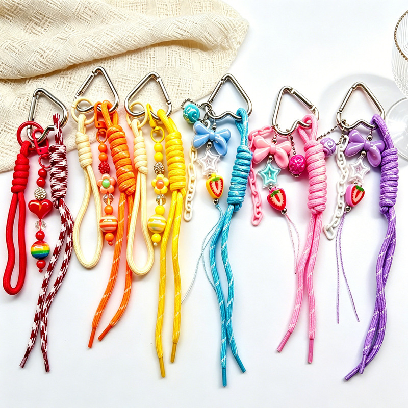 Cross-Border Dopamine Handmade Woven Lanyard, Sweet and Versatile Bag Accessory, Multi-Purpose Woven Keychain, Braided Rope Cross-Border Dopamine Handmade Woven Lanyard, Sweet and Versatile Bag Accessory, Multi-Purpose Woven Keychain, Braided Rope