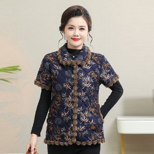 厂家批发妈妈装碎花加绒加厚保暖棉衣棉服外套洋气中老年人棉袄女|undefined