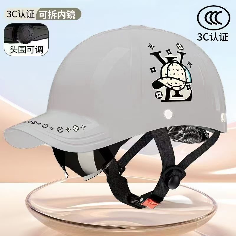 3C認定電気自動車ヘルメット、男性用アヒルタン野球ハーフヘルメット、女性用オールシーズンユニバーサルバッテリーオートバイヘルメット|undefined