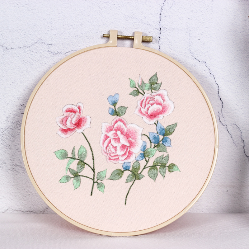 DIY bordado hecho a mano paquete de material de la flor de la cesta de la flor Europea fábrica de bordado de tela para transfronteriza Chino e Inglés