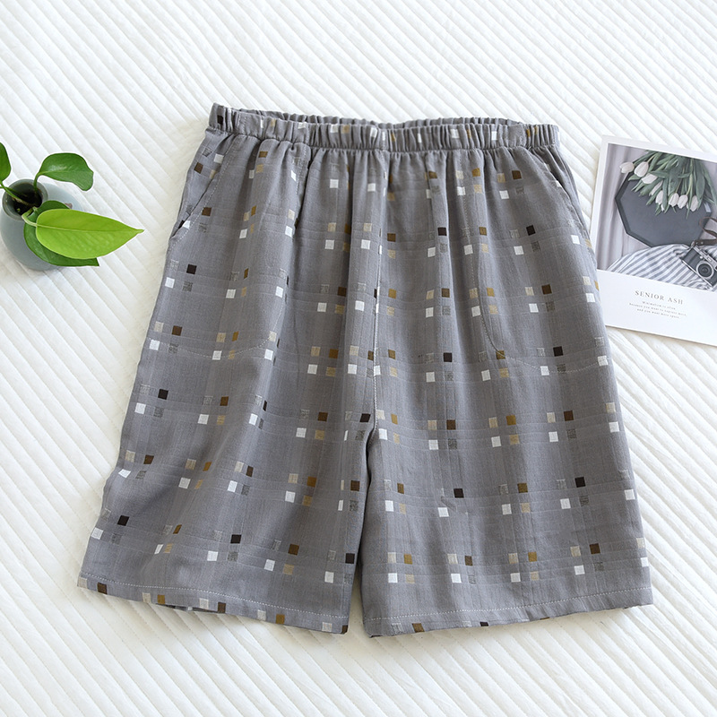 남자 반바지 회색 격자 무늬