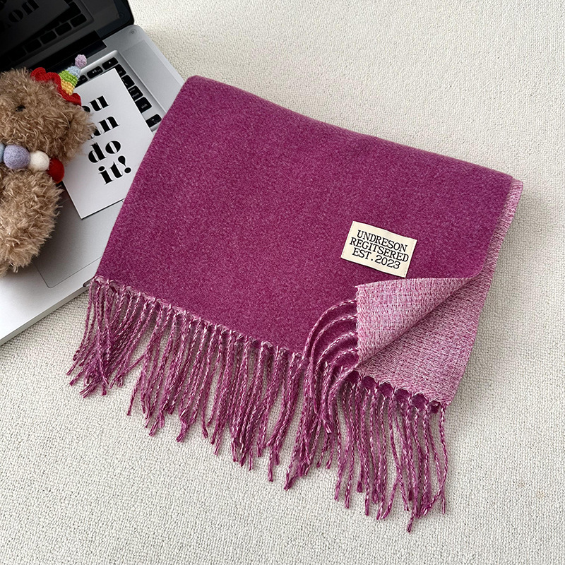 Otoño y invierno bufandas mujeres de imitación de cashmere de color sólido de alto nivel de sensación multifuncional engrosado alargado calentamiento bordas buñuelo al por mayor