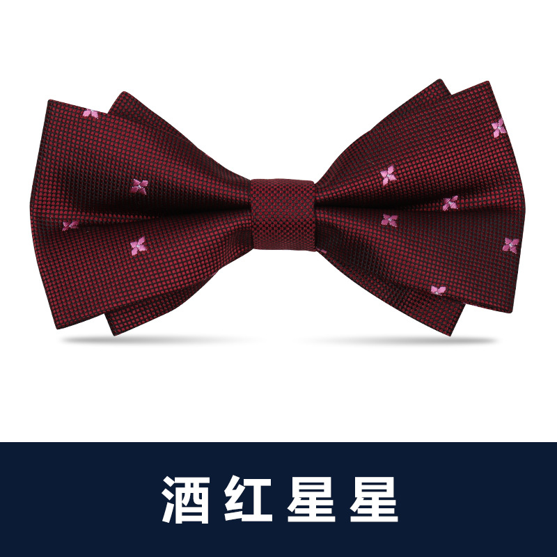 ↬↬↬와인색 별무늬 보타이