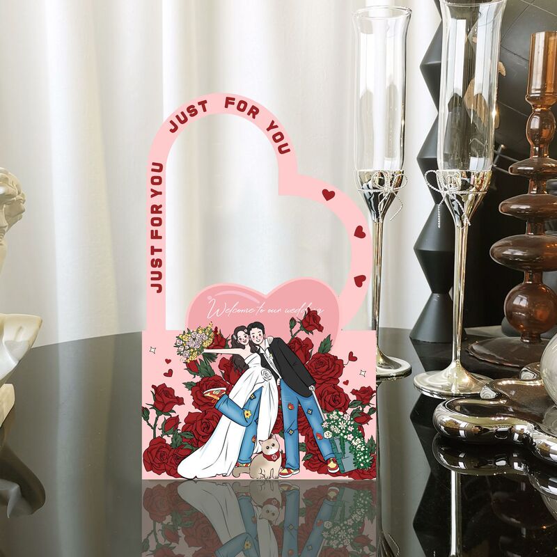 ネット赤手描き喜糖箱喜糖袋かわいい手描きイラスト婚約結婚領収書糖果箱手提げテーブル糖箱|undefined
