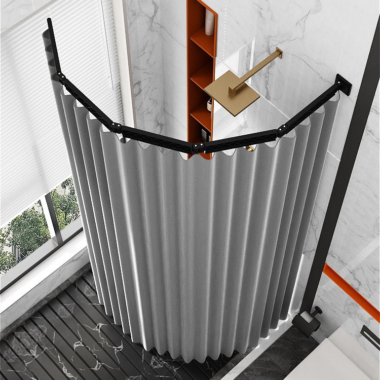 Cross-Border Supply of Foldable Shower Curtain Set, Invisible Bathroom Partition, Waterproof Bathroom, Punch-Free High-End Dry and Wet Curtain