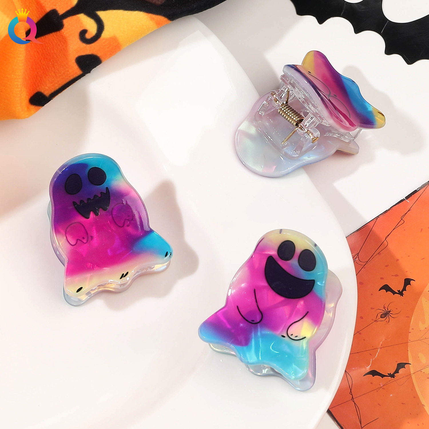 21g Weight Hair Claws Hair Accessories Type 1 Piece Quantity Holiday, Festival Occasion Arylic Material Halloween Festival ghost Pattern Women's Gender Cute Style Halloween Cute Women's Ghost Arylic Hair Claws 4