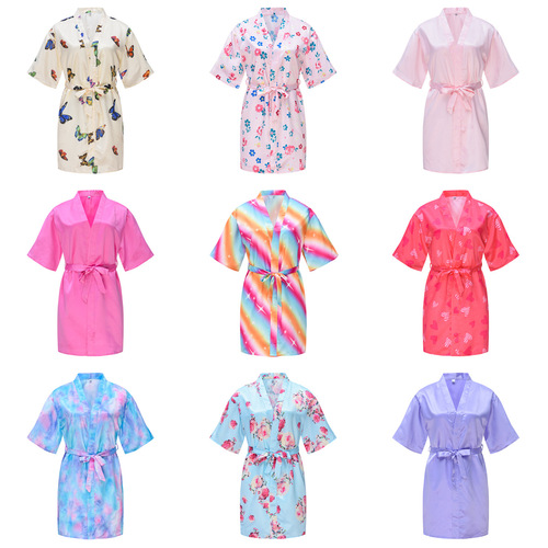 Summer and Autumn New Homecoming Clothes for Boys and Girls, Baby Bathrobes, Children Peacock Kimono Pajamas, Summer Thin Open Chest Robe
