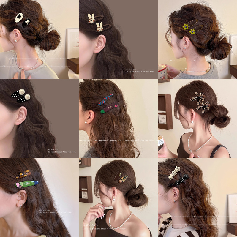 韩系高级感侧边刘海夹少女心撞色鸭嘴夹子可爱多巴胺发夹精致发卡