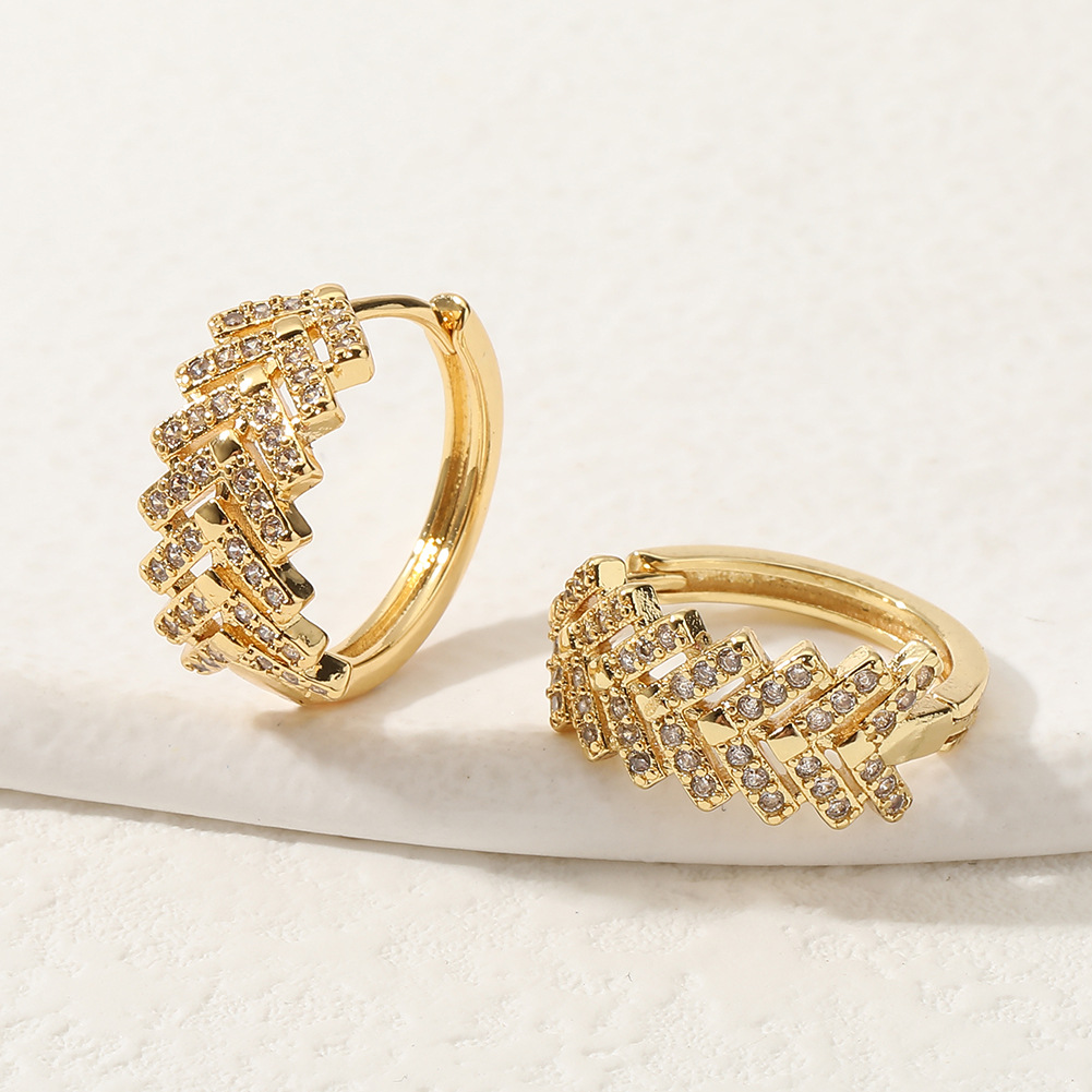 Fashion Water Droplets Copper Hoop Earrings Inlay Zircon Copper Earrings