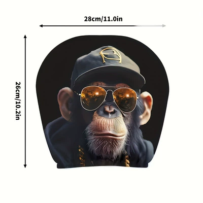 Universal seat cover Funny Expression Car Pillow Covers, Elastic Printed - hip-hop-sunglasses-monkey-double-sided-printing-1-pack