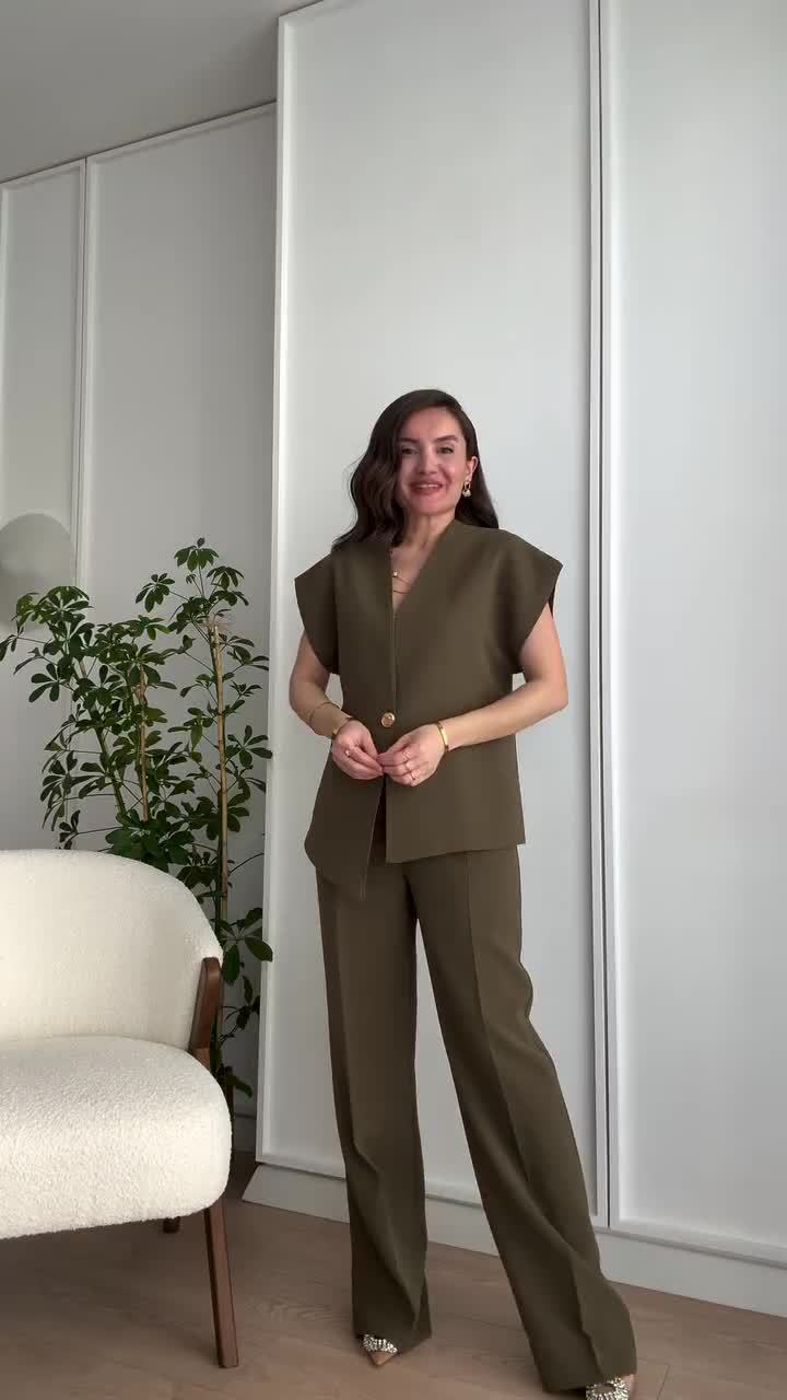 European American Cross-border Women's Fashion 2025 Spring New Style Elegant Irregular V-neck Top And High-waisted Long_ecoleips.com