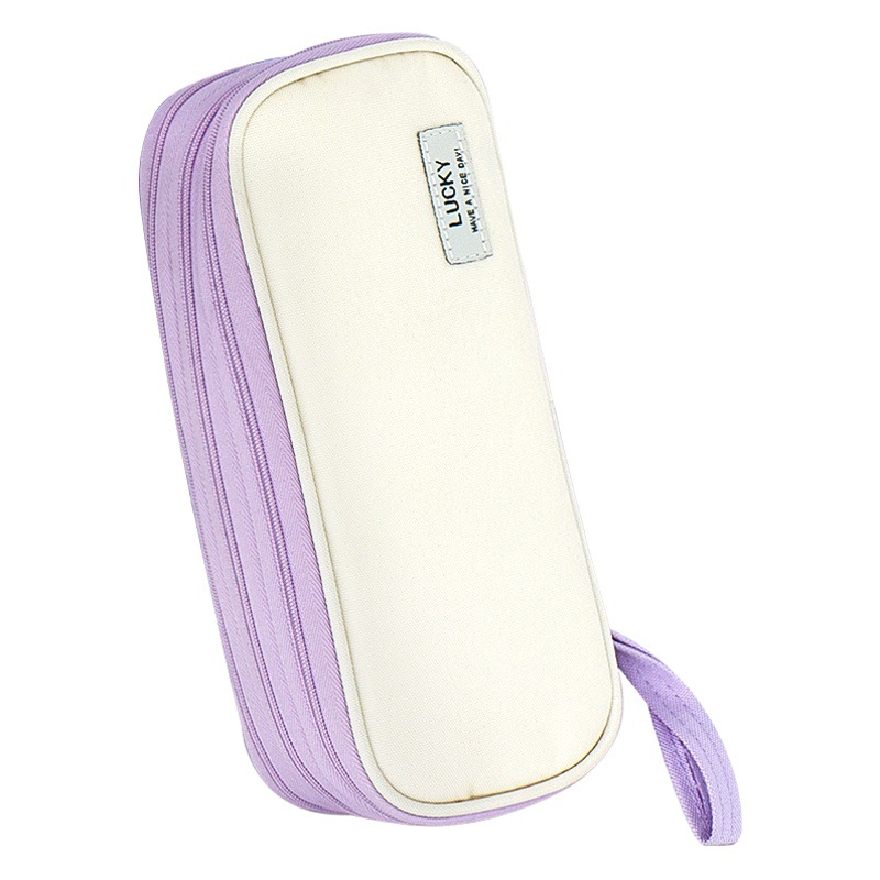 Morandi color a juego de gran capacidad caja de Lápiz Retráctil bolsa de cosméticos portátil multifuncional papelería creativa bolsa de lápiz de lona