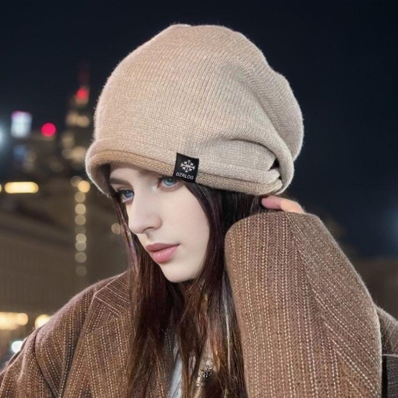 New Hot Selling Winter Hat Women's Stacked Hat Pullover Hat Knitted Wool Hat Fashion Cold Hat Warm Moon Hat_voghion.com