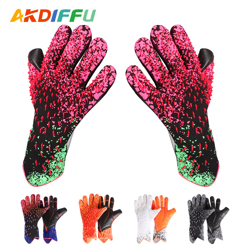 Transfronterizo nuevo fútbol adulto látex sin dedos de punto transpirable resistente al desgaste engrosada guantes de portero