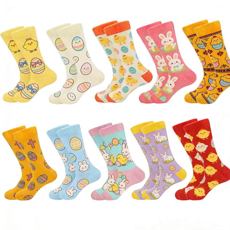 Amazon Trendy Socks Creative Women's Easter Mid-Calf Cotton Socks Rabbit Egg Cartoon Quirky Holiday Cross-Border Popular Socks Amazon Trendy Socks Creative Women's Easter Mid-Calf Cotton Socks Rabbit Egg Cartoon Quirky Holiday Cross-Border Popular Socks