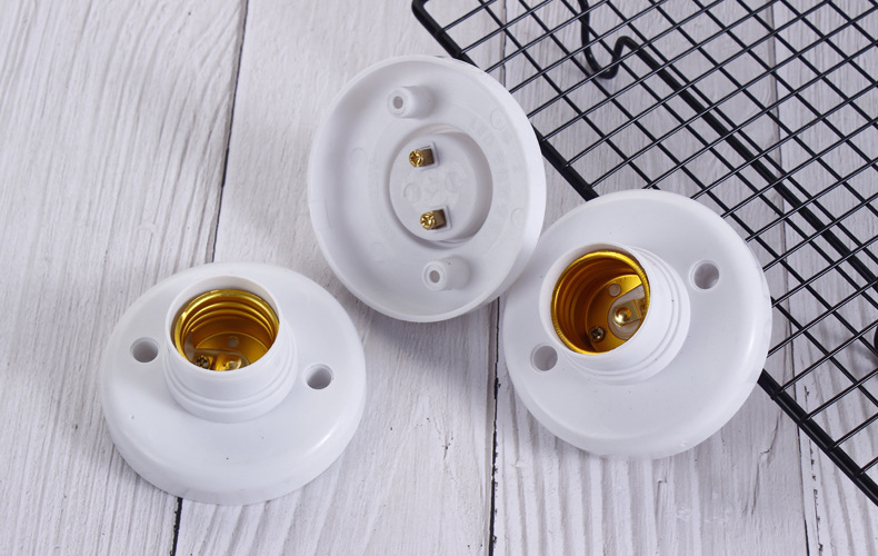 Description Picture 3 of item5-50pcs E27 Screw Cap Socket White Gold Ceiling Light Lamp Bulb Fixing Base Stand Light Bulb Holder Lamp Socket For Home 6A 250V