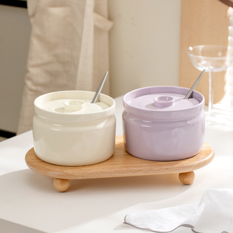 Tanque de aceite de cerdo de cerámica caja de condimento resistente a altas temperaturas condimento sal tarro aceite de cocina olla picante botella de pimienta frasco hogar tanque de aceite