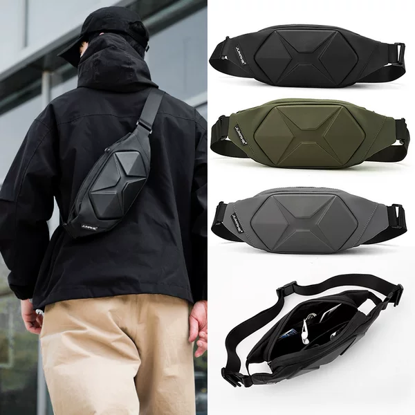 2024 New Hard Shell Bag Men's Chest Bag Outdoor Crossbody Bag Men's Trendy Sports Bag Casual Waist Bag Men's Backpack
