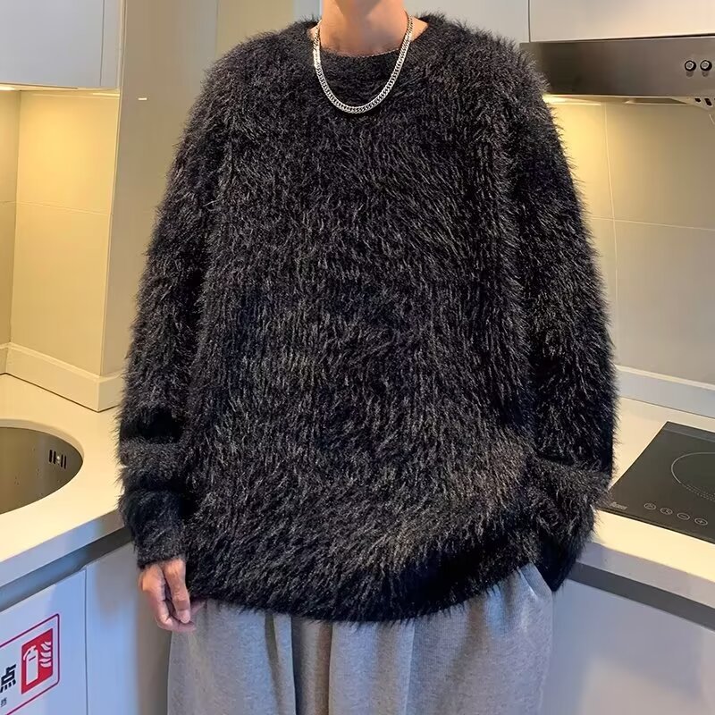 雰囲気感ミンクのセーターに似せて、男性は秋冬に優しくて、だらだらしています。