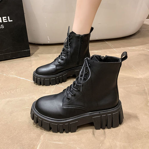 2025 Summer Women's Martin Boots: Height-Increasing, British-Style Short Boots—Thin Design with Chunky Platform for Casual Wear