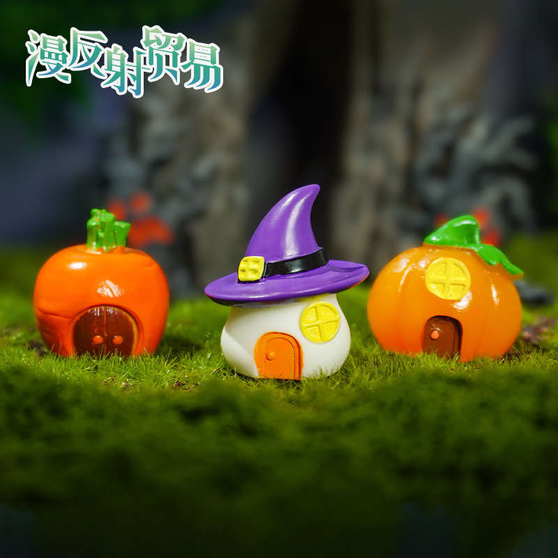 Linda calabaza linterna casa fantasma vampiro micro paisaje decoración nueva casa creativa decoración de Halloween