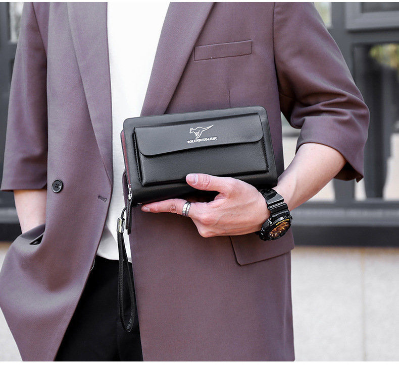 Herrväska clutch med dubbla dragkedjor och plånbok_voghion.com