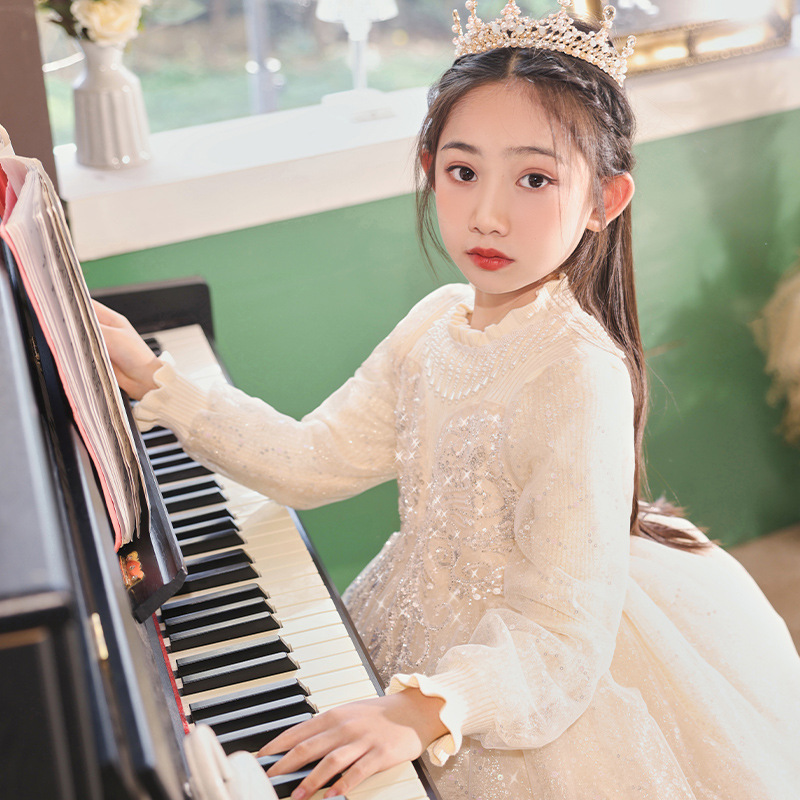 Niña invierno nuevo vestido de lana vestido de princesa vestido de niña vestido de boda de cumpleaños