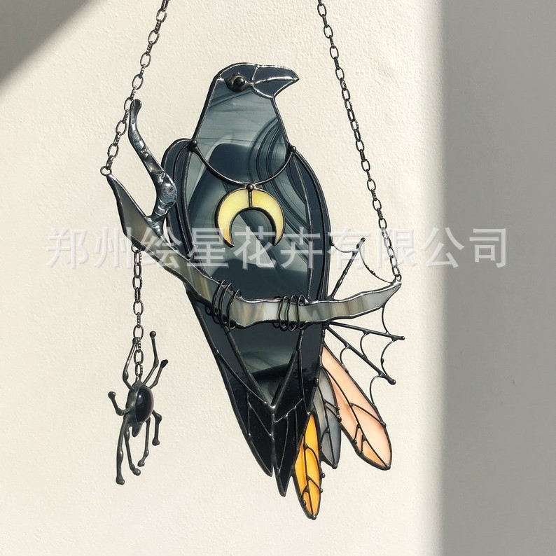独立站新品万圣节装饰乌鸦哥特式灯笼2D亚克力吸灯黑暗学术之家|undefined