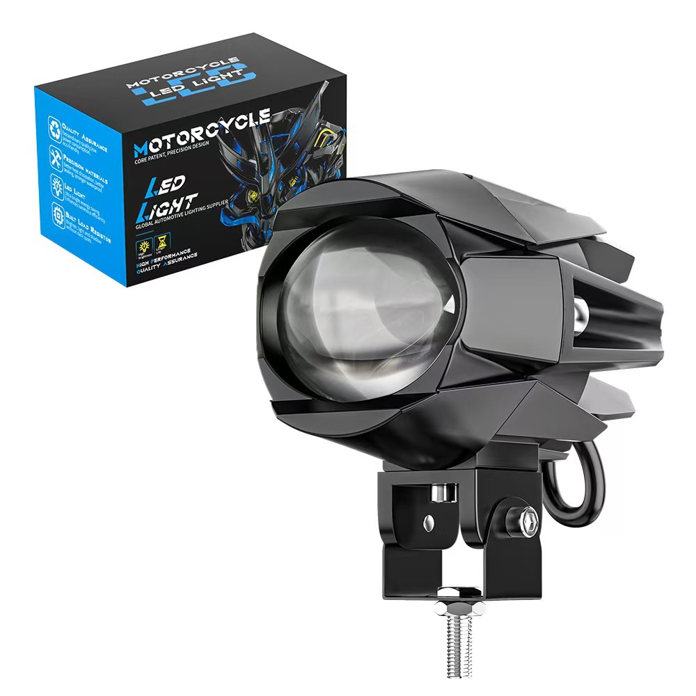 Transfronterizos nuevos focos de motocicleta de doble luz lente externa LED focos de niebla delanteros auxiliares de agua pájaros 1 lámpara de modificación