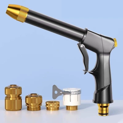 High pressure car wash water gun: Pressure for Washing and Spraying - all-metalblack-high-pressure-reinforced-metal-lance-metal-four-joint-connector