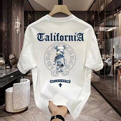 320g重ポンド半袖tシャツ男性プリント新型カジュアルファッションゆるいベアー底シャツ半袖
