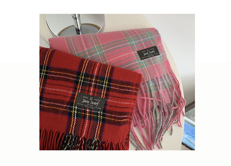 Winter Season Women's Sweet Plaid Imitation Cashmere Scarf