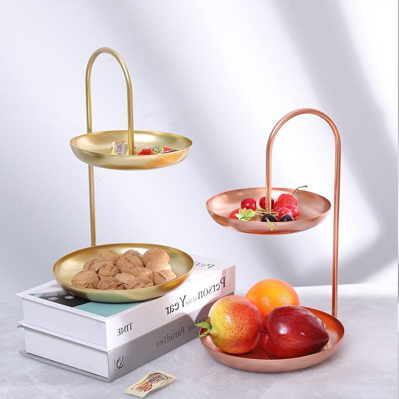 クリエイティブ二重皿キャンディー箱果物皿軽贅沢菓子シンプルなフロント家庭用リビングルームのお菓子トレイ|undefined