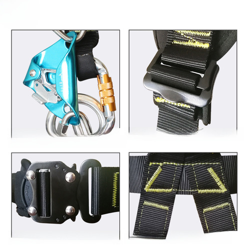 Full-body five-point standard high-altitude work safety harness with dual hook protection rope anti-fall outdoor power chest lift set