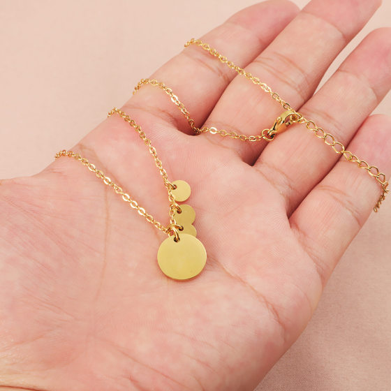 Europe and the United States cross-border jewelry size disc necklace female personality creative stainless steel accessories round pendant clavicle chain