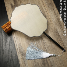 复古色熟绢工笔手绘画扇空白团扇真丝扇子国画古典圆形宫道扇子