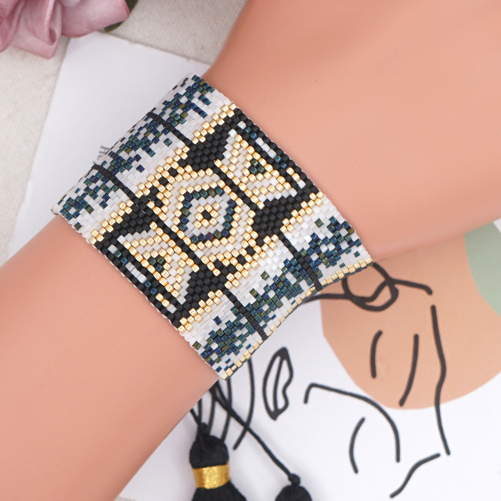 Beadbutton Factory Wholesale Miyuki Handmade Classic Rhombus Bohemian Retro Ethnic Style Wide Bracelet display picture 8