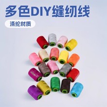 工厂现货批发缝纫线彩色小卷diy手工衣服线白黑缝补涤纶线牛仔线