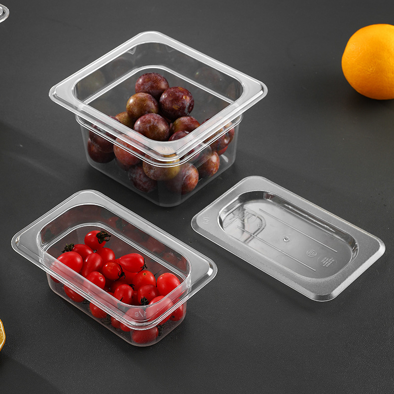 商用数盆アクリルpcプラスチック長方形蓋付き麻辣热押出し野菜展示箱透明選択鉢|undefined