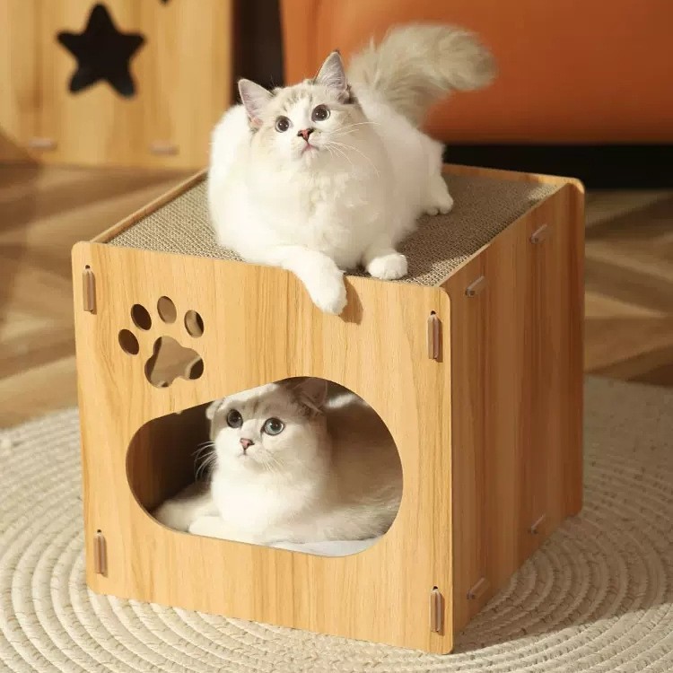 Pet cubo nido marioneta gatito lindo cuatro estaciones universal Villa gato molienda garra Jugar resto integrado suministros de la casa