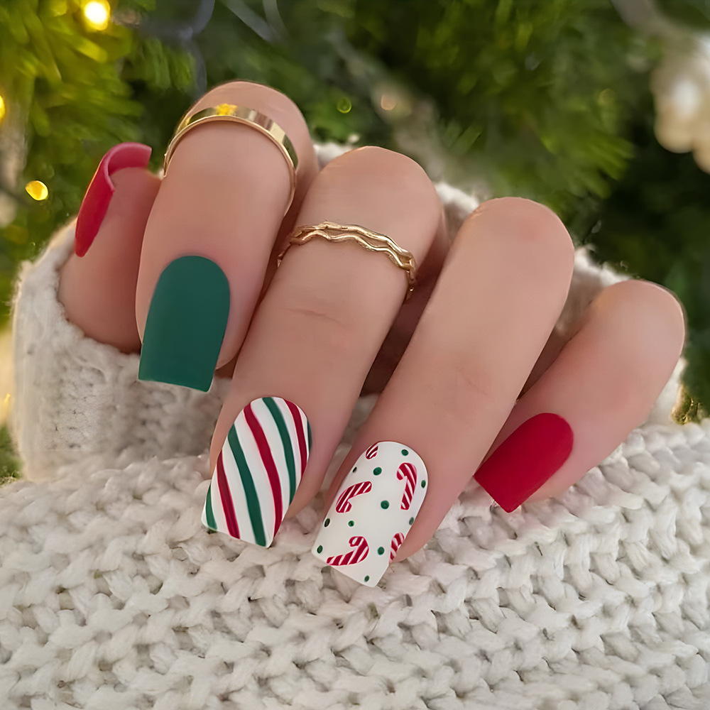 Nueva colección de uñas de navidad desgaste de uñas falsas transfronterizas desgaste de uñas parche de uñas pieza de uñas al por mayor de uñas