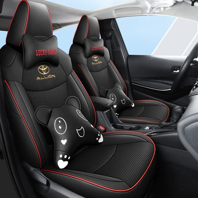 Modelə uyğun (Original) oturacaq örtükləri: Surrounded Five Seats One Car - black-and-red-silk-mesh-cartoon-version-remarks-model-year-all-inclusive-rear