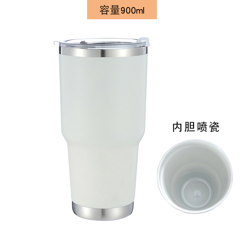Suministro directo de fábrica 30oz aerosol interior de cerámica taza de helado taza de cerveza de coche 304 taza de vacío de acero inoxidable taza de coche