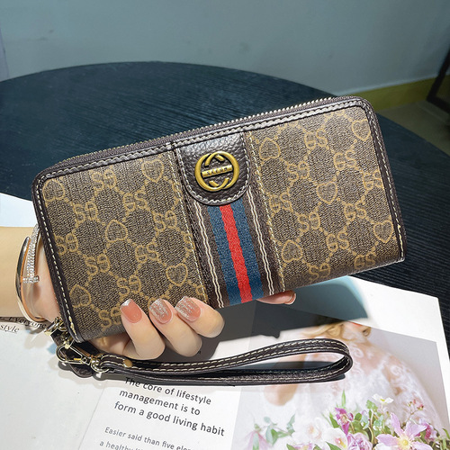 Dropshipping women's long wallet genuine leather large capacity wallet multi-card slot card bag clutch bag cowhide mobile phone bag