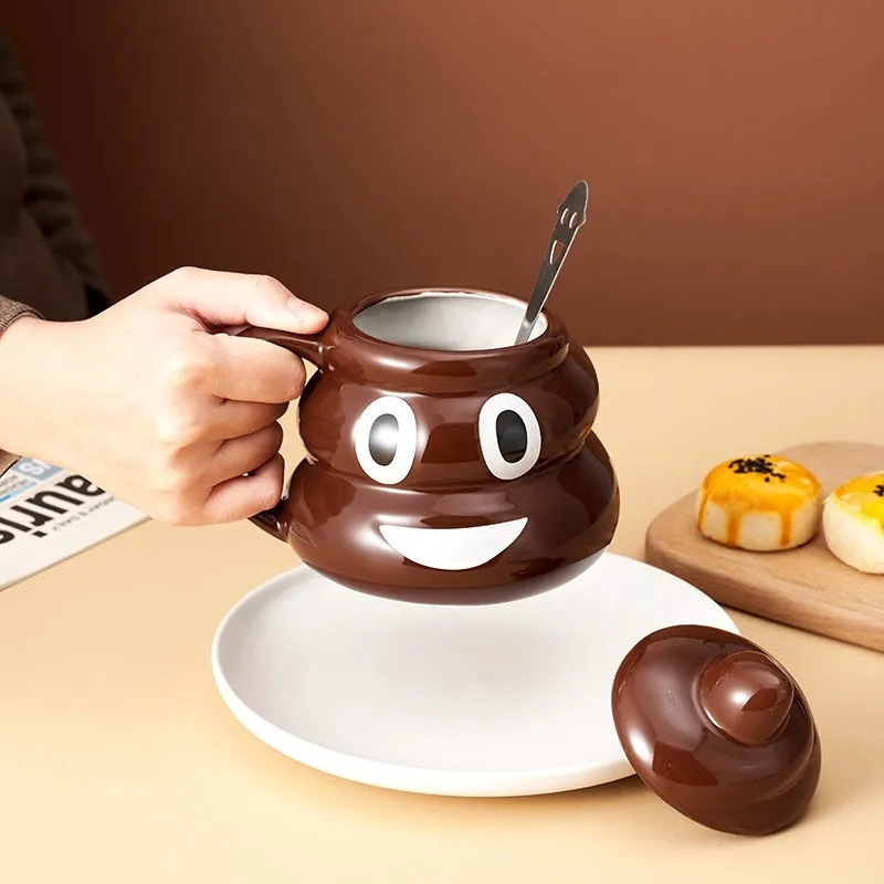 Stool ceramic cup cake mug with lid coffee cup spoof large capacity water Cup funny Cup toilet Cup_voghion.com